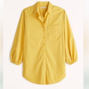 Abercrombie & Fitch Poplin Button Up Shirt Dress with Puff Sleeve. Size Small